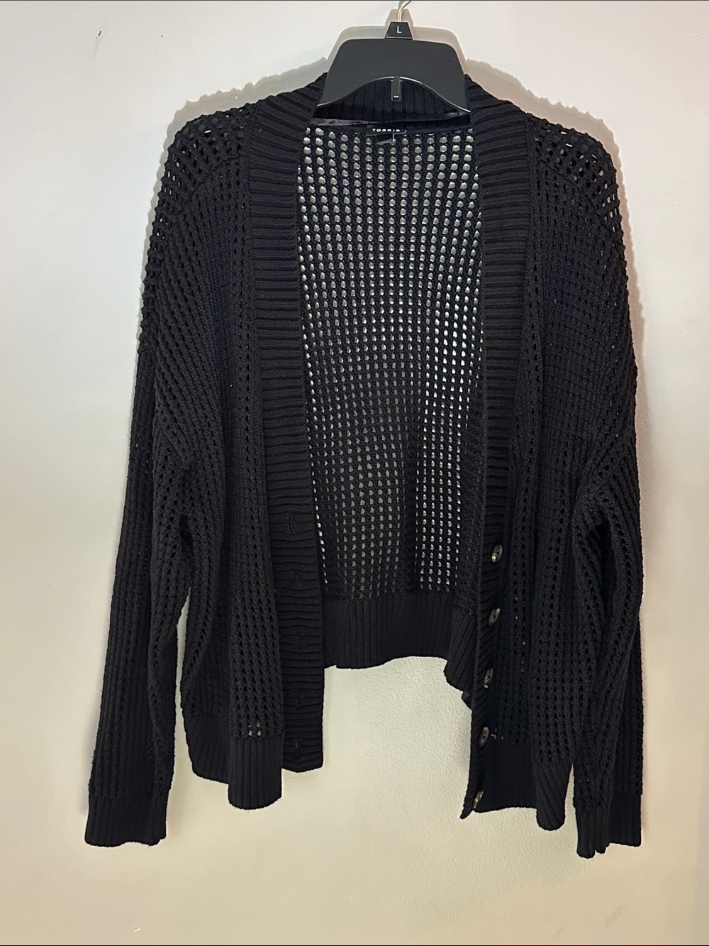torrid size 1 Black Open-Knit Button-Front Cardigan